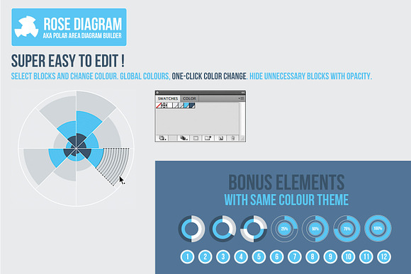 Rose Diagram Infographic Buildertool in Photoshop Shapes - product preview 1