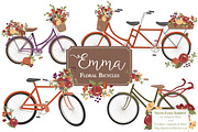 Autumn Floral Bicycle Vectors