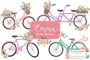 Garden Party Floral Bicycles Clipart