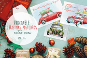 Christmas retro printable postcards