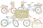 Pastel Floral Bicycle Vectors