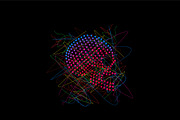 Artistic skull icon with pink dots,
