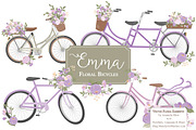 Lavender Floral Bicycles Clipart