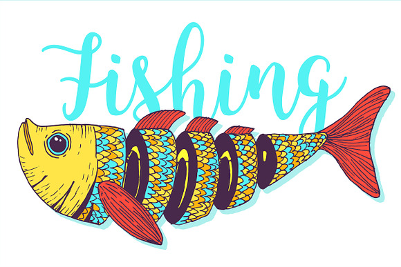 Fishing poster design in Illustrations - product preview 3