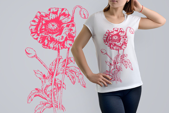 Botanical art flowers, t-shirts in Illustrations - product preview 3