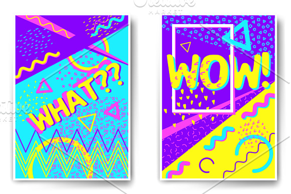 Poster Bundle, Memphis style in Illustrations - product preview 4