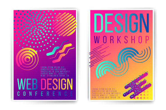 Poster Bundle, Memphis style in Illustrations - product preview 1
