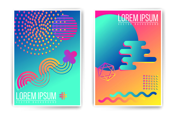 Poster Bundle, Memphis style in Illustrations - product preview 2