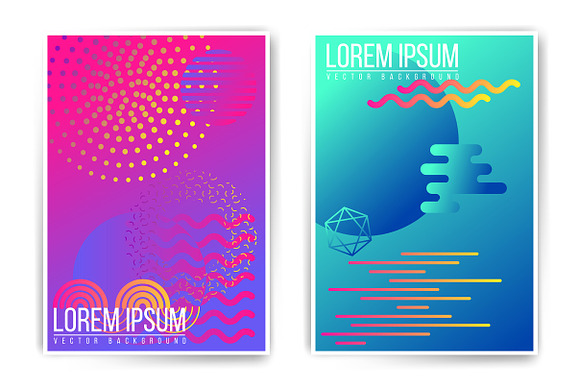 Poster Bundle, Memphis style in Illustrations - product preview 3