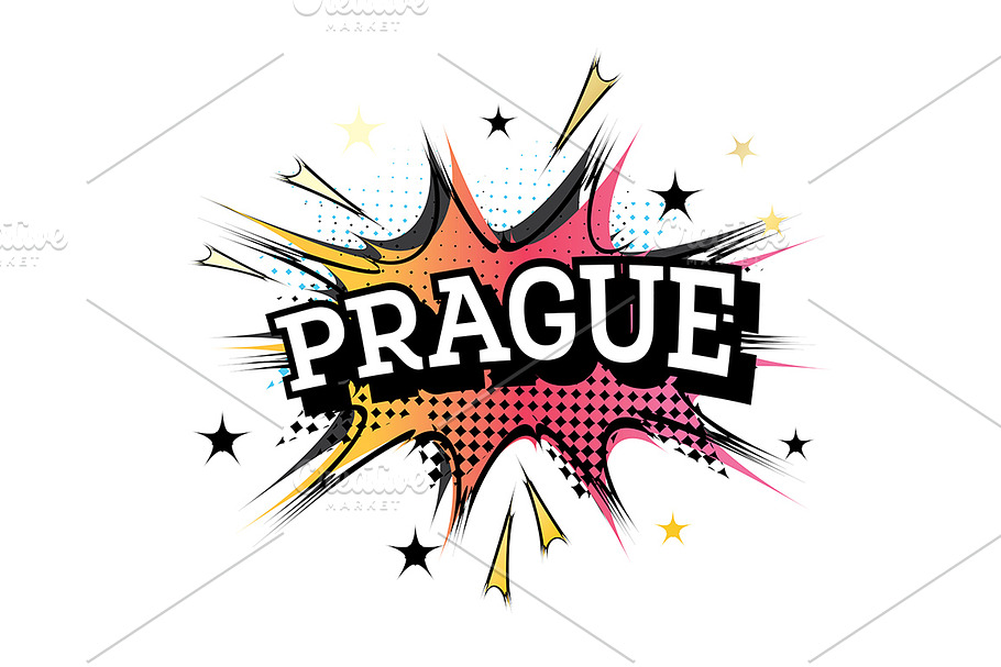 Prague Comic Text in Pop Art Style. in Illustrations - product preview 8