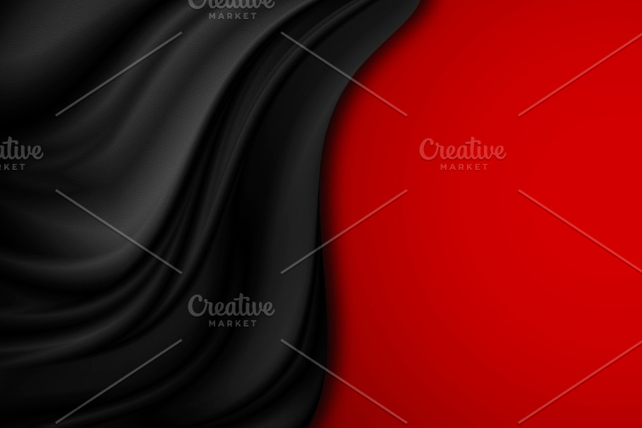 Black fabric on red background in Illustrations - product preview 8