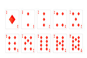 Set of diamonds suit playing cards