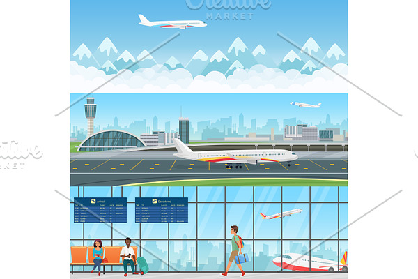 Airport detailed horizontal banners