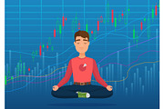 Happy man trader meditating