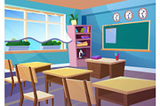 Empty school classroom interior