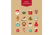 Christmas icons set. Holiday objects