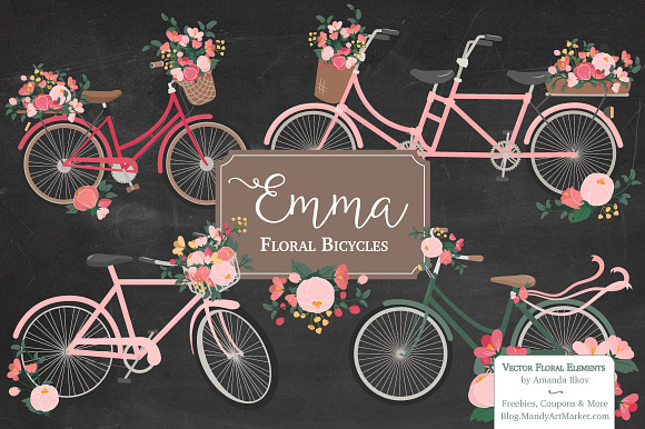 Rose Bicycles Clipart & Vectors in Illustrations - product preview 1