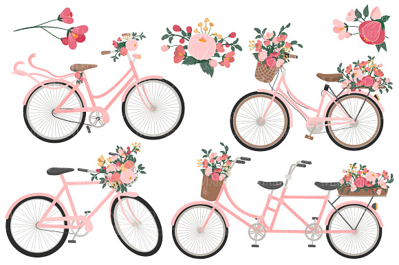 Rose Bicycles Clipart & Vectors in Illustrations - product preview 2
