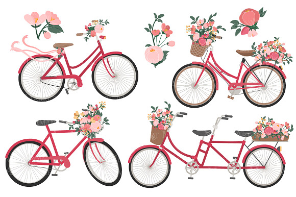 Rose Bicycles Clipart & Vectors in Illustrations - product preview 3