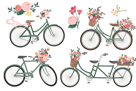 Rose Bicycles Clipart & Vectors in Illustrations - product preview 4
