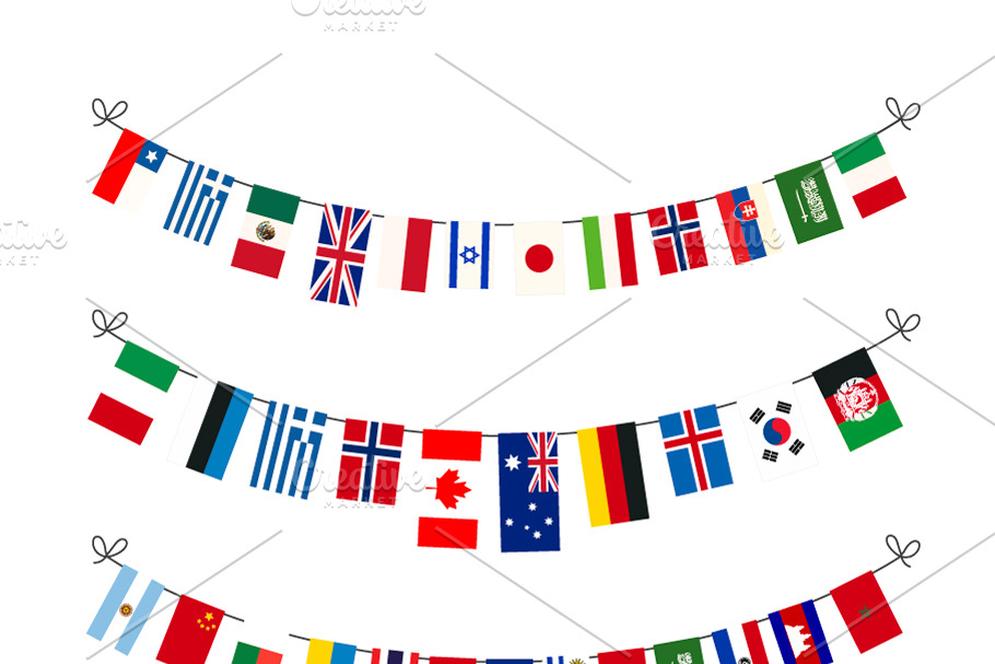 Set of garlands with flags