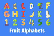 40 Fruit Alphabets Flat Vector Icons