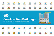 60 Flat Construction Building Icons 