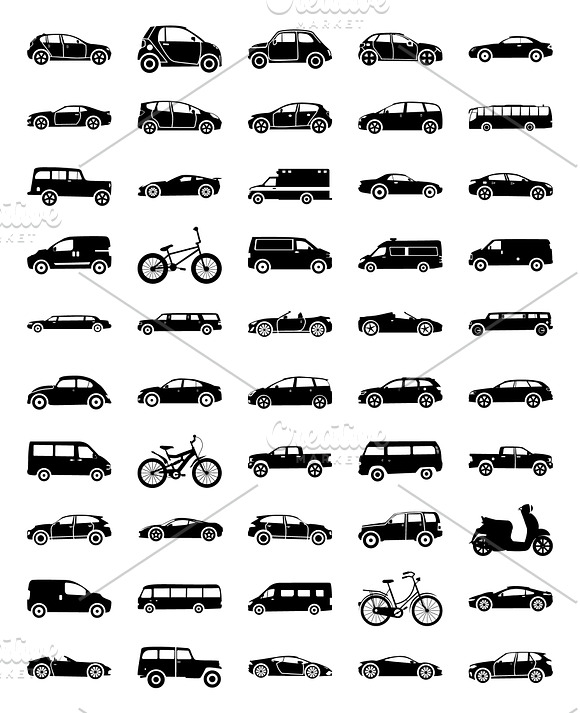 50 Urban City Vehicle Transport in Icons - product preview 2