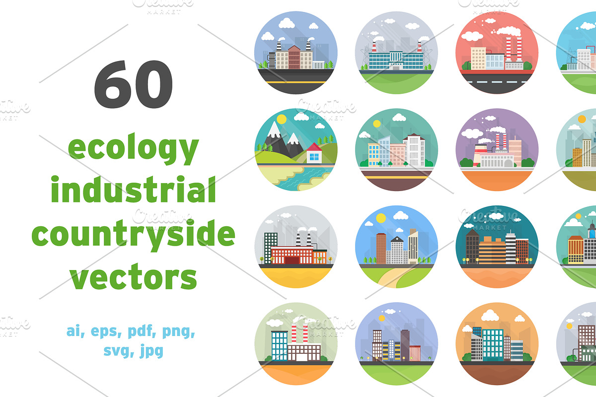 60 Ecological Industrial Countryside in Icons - product preview 8