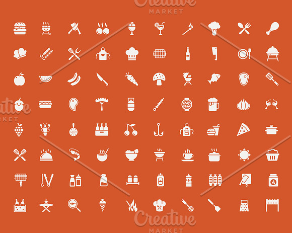 80 Barbeque Grilling Vector Icons in Icons - product preview 1
