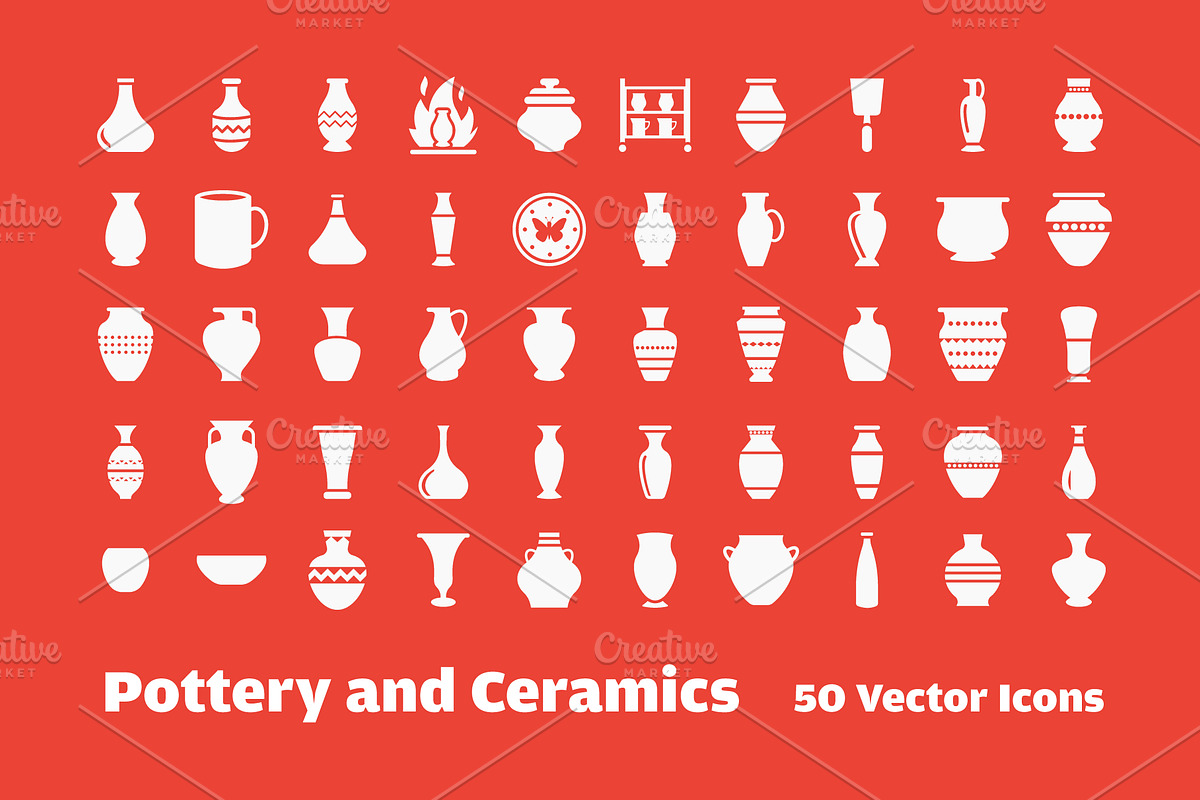 50 Pottery Vector Icons in Icons - product preview 8