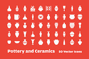 50 Pottery Vector Icons