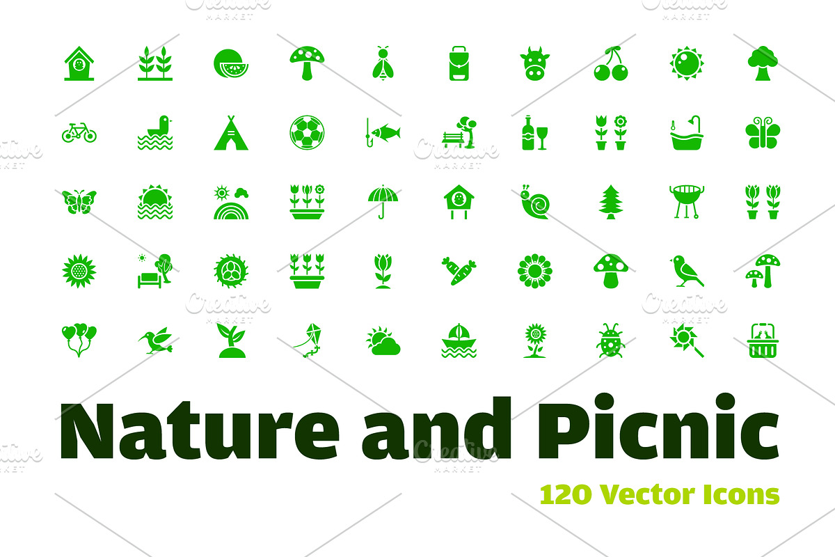 120 Nature and Picnic Vector Icons in Icons - product preview 8