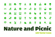 120 Nature and Picnic Vector Icons