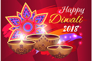 Happy Diwali 2018 Poster on Vector