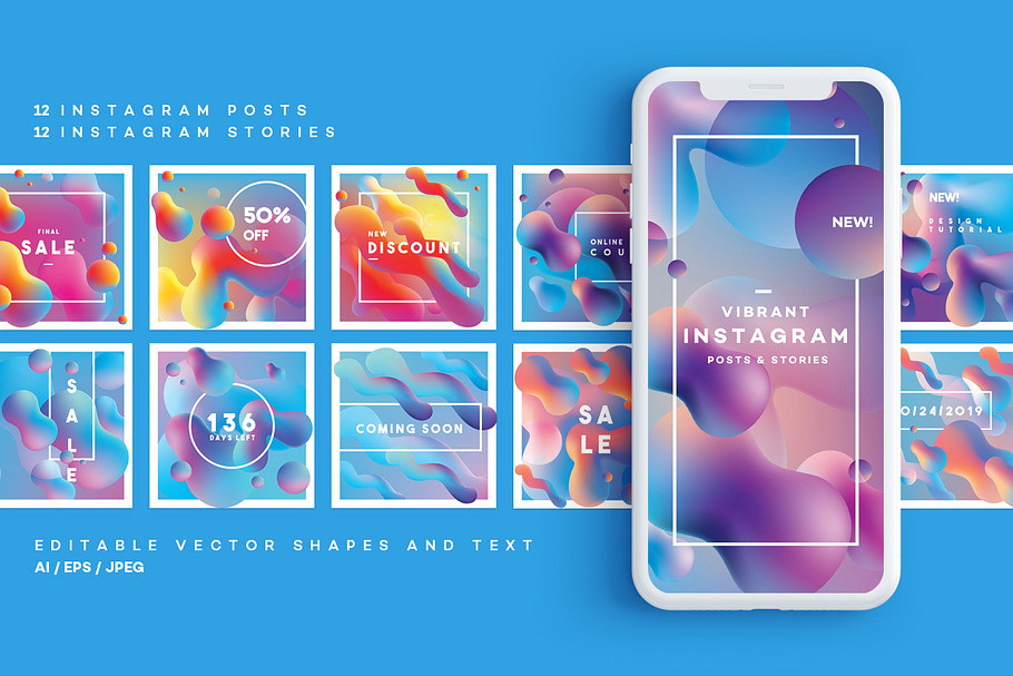 Vibrant Instagram Posts and Stories in Textures - product preview 8