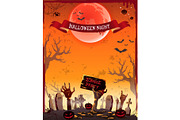Halloween Night Zombie Party Vector