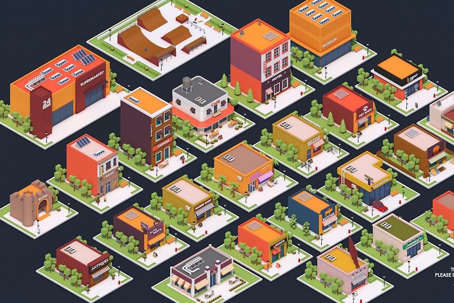 Low Poly City Buildings Pack 2 in Architecture - product preview 8