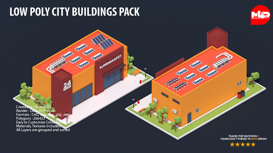 Low Poly City Buildings Pack 2 in Architecture - product preview 3