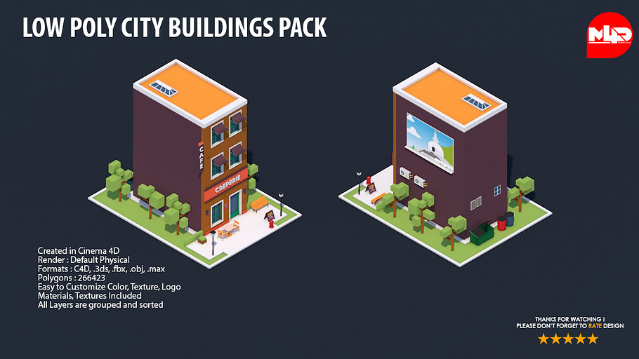 Low Poly City Buildings Pack 2 in Architecture - product preview 6