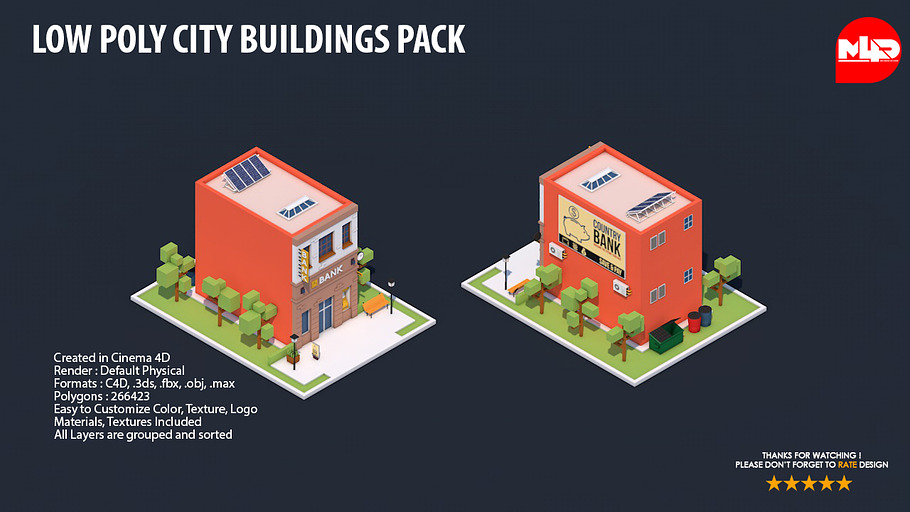 Low Poly City Buildings Pack 2 in Architecture - product preview 7