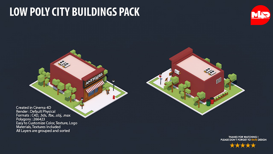 Low Poly City Buildings Pack 2 in Architecture - product preview 9