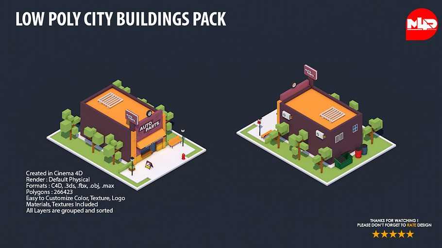 Low Poly City Buildings Pack 2 in Architecture - product preview 10