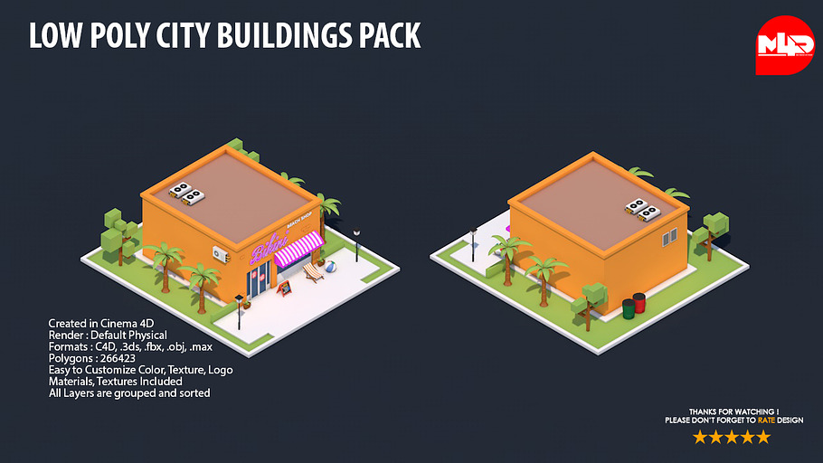 Low Poly City Buildings Pack 2 in Architecture - product preview 12