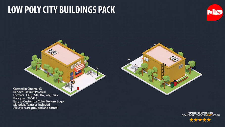 Low Poly City Buildings Pack 2 in Architecture - product preview 13