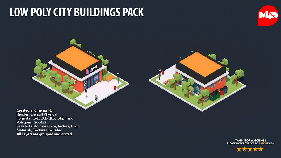 Low Poly City Buildings Pack 2 in Architecture - product preview 18