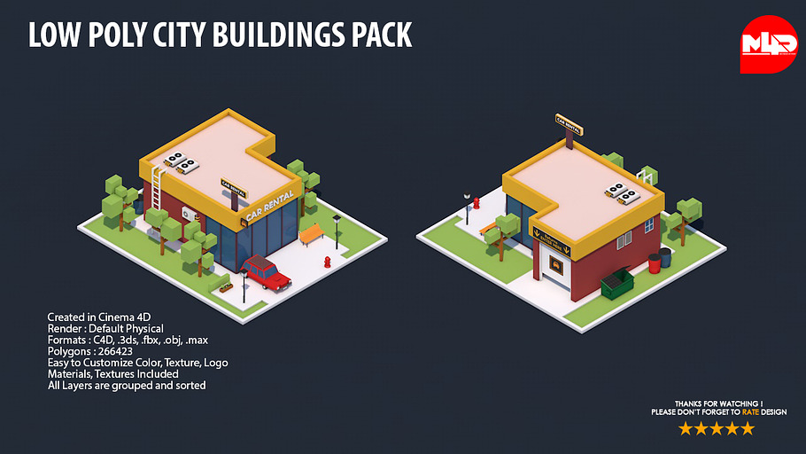 Low Poly City Buildings Pack 2 in Architecture - product preview 19