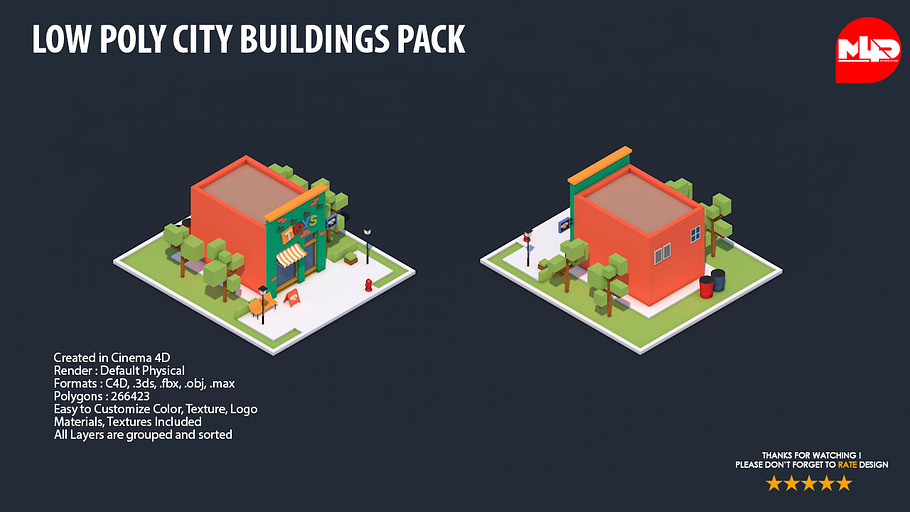 Low Poly City Buildings Pack 2 in Architecture - product preview 23