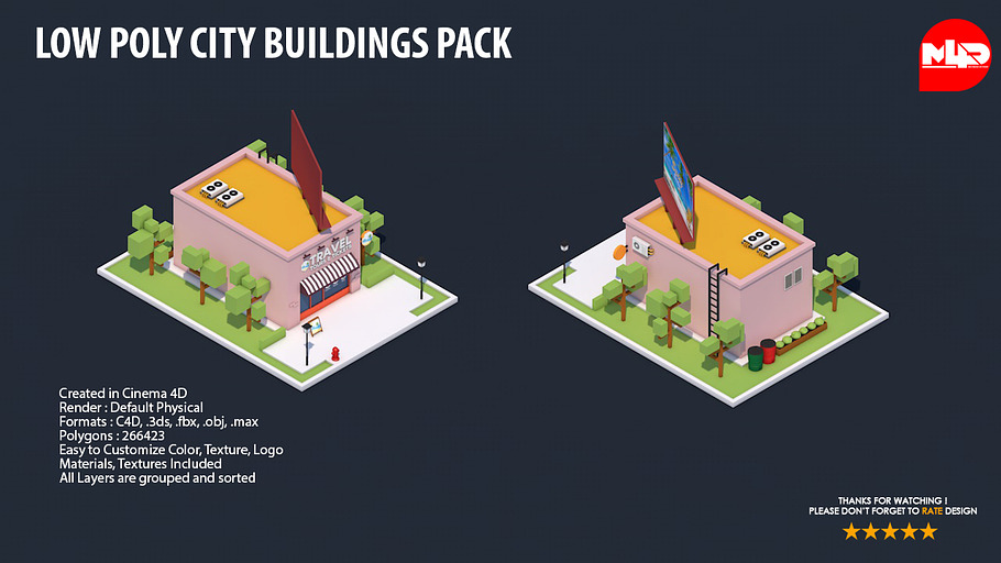 Low Poly City Buildings Pack 2 in Architecture - product preview 24