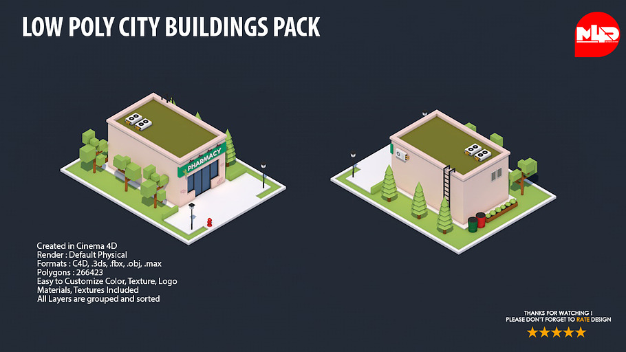 Low Poly City Buildings Pack 2 in Architecture - product preview 25